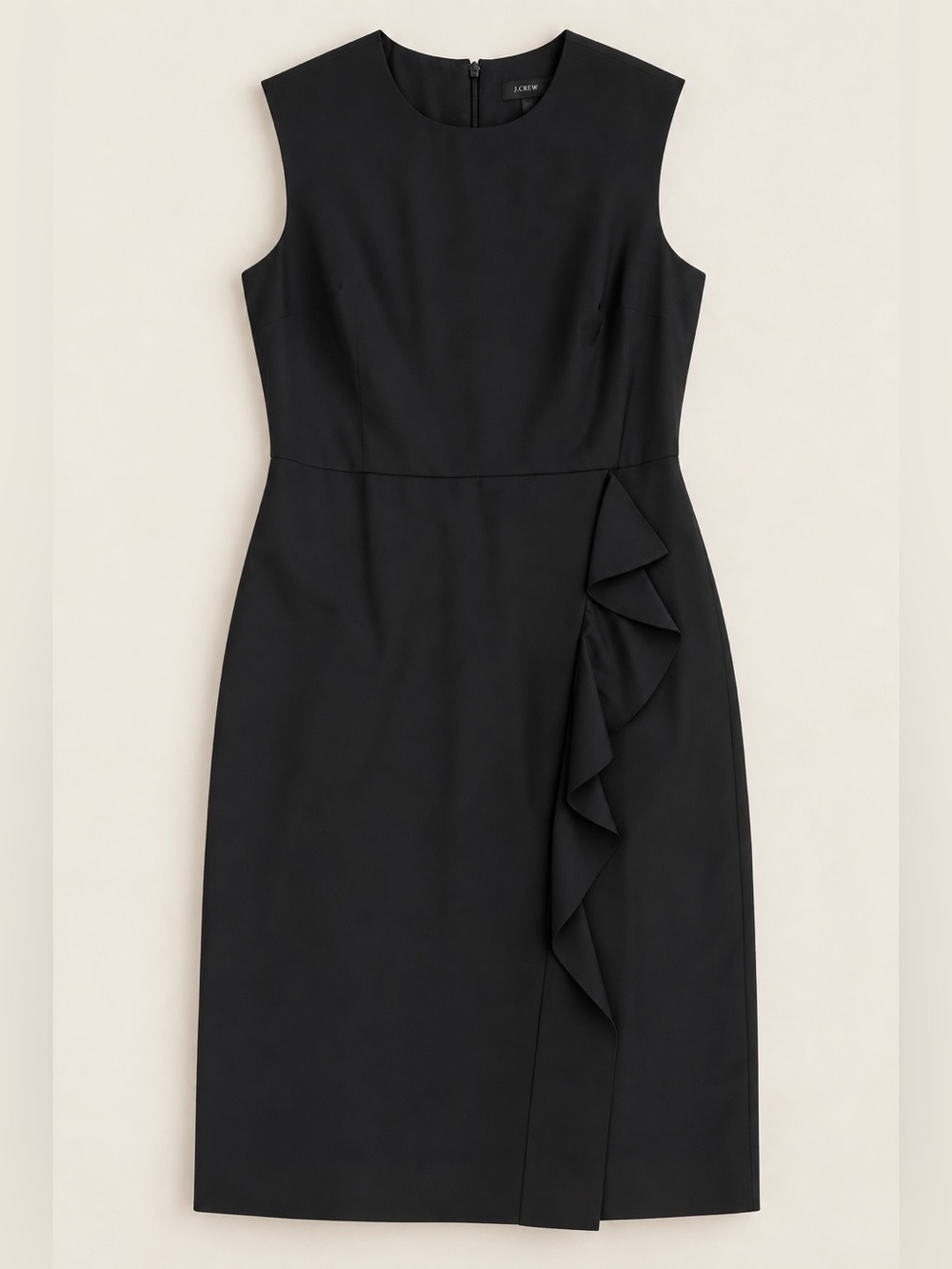 J. Crew black 100% wool sheath dress with ruffle - lined